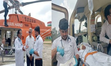 बैतूल के मरीज श्री शेकलाल को उपचार के लिये एयर एम्बुलेंस से भेजा भोपाल