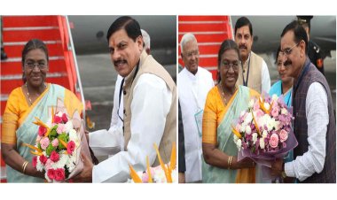 मुख्यमंत्री डॉ. मोहन यादव ने बुधवार को इंदौर विमानतल पर राष्ट्रपति श्रीमती द्रोपदी मुर्मू जी का पुष्पगुच्छ भेंटकर स्वागत किया