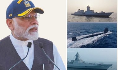 प्रधानमंत्री नरेन्द्र मोदी ने नौसेना के अग्रिम पंक्ति के तीन नए युद्धपोत राष्ट्र को समर्पित किए